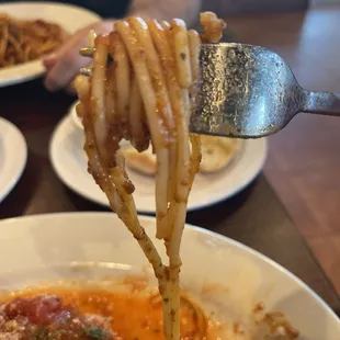 Twirl of spaghetti. Delish.