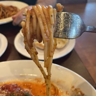 Taste of spaghetti. Outstanding!  Pasta perfectly cooked.