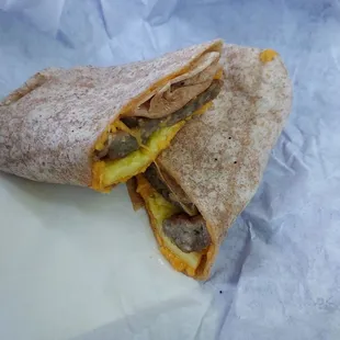 Sausage Cheese and Egg Breakfast Wrap