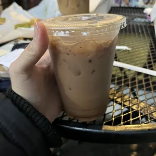 Iced mocha with oat milk