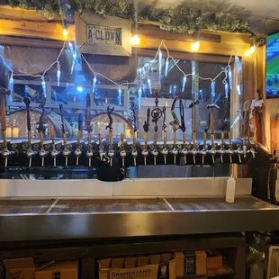beer taps in a bar