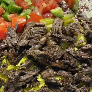 Beef Shawarma platter over rice. Yum!