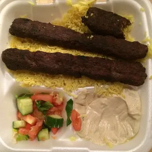 The hummus, salad, and rice were great.