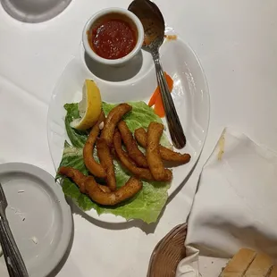 The calamari strips.
