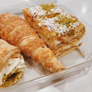 two pastries in a plastic container