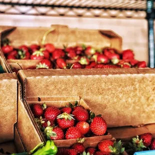 Restaurant reopened with a small marketplace that has fresh produce &amp; wines. Bought 2 boxes of strawberries &amp; ate them both tonight :-)