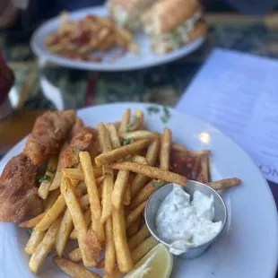 Spicy Fried Chicken Sandwich and Fish and Chips