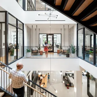 The atrium stairway serves as a connecting element through the building.