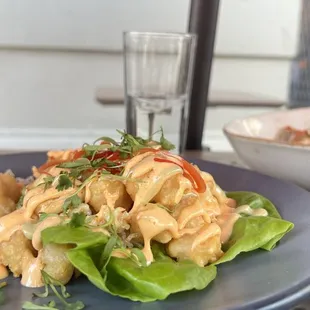 Rock shrimp with a mayo sauce