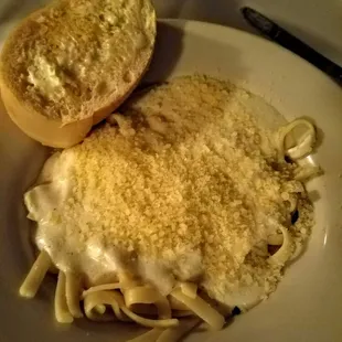 Fettuccine with white cream sauce. Absolutely to die for.