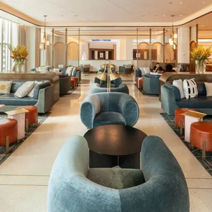 the lobby of a hotel