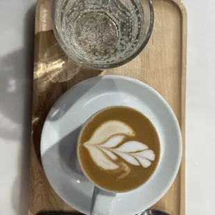 Espresso macchiato with homemade almond milk