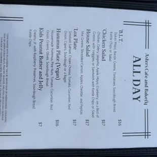 All Day Menu