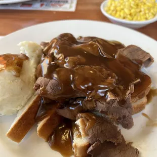 Hot Open roast beef