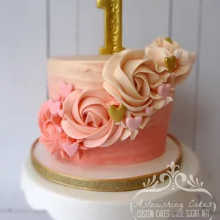 Pink Ombre rosette smash cake