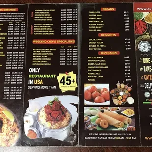 Menu.. great Indian restaurant