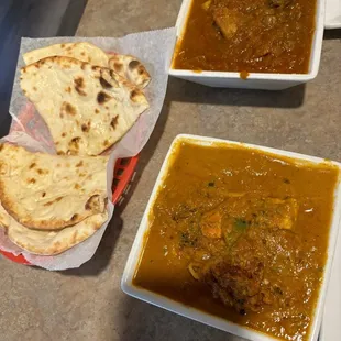 Lamb Vindaloo, Chicken Tikka Masala, Garlic Naan