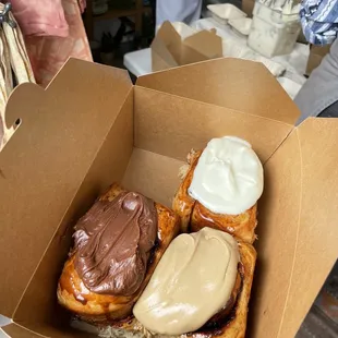 Cinnamon rolls with chocolate, coffee, and classic cream cheese frosting. Pop-up at Sunday Market SF 3/19/23