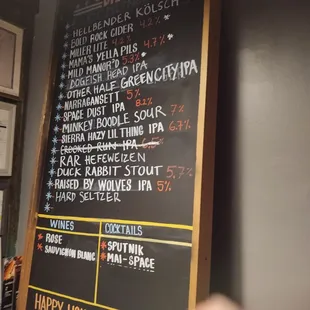 the beer menu