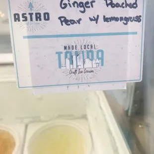 I tried ginger poach pear with lemongrass. The pronounced flavor for me was lemon grass.