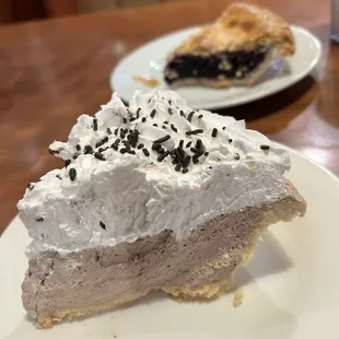 Chocolate Cream Pie and Blueberry Pie