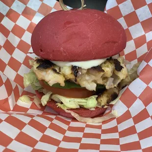 Neptune slider Fresh homemade shrimp patty, lettuce, tomato, avocado, and house made garlic lemon aioli.