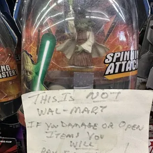 Signage about damaging items.