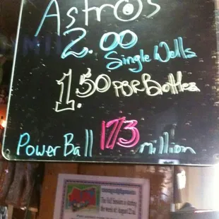 The Tuesday night specials.