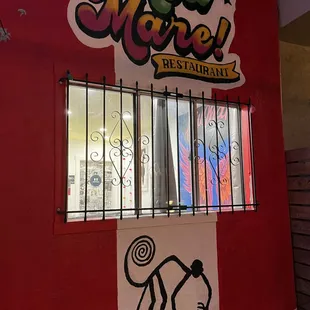 Mural in front of restaurant