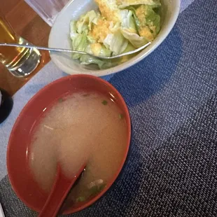 Miso soup and salad