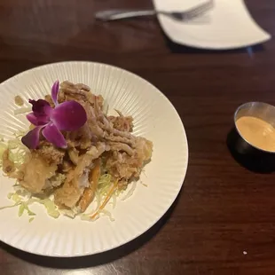 Beautifully plated soft shell crab