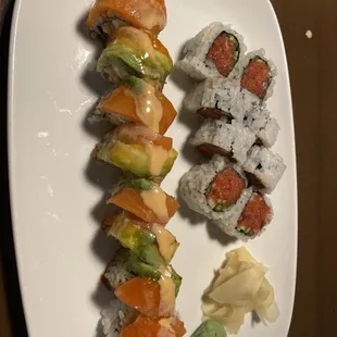 Spicy salmon and Big Bear roll