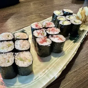 Various sushi rolls.
