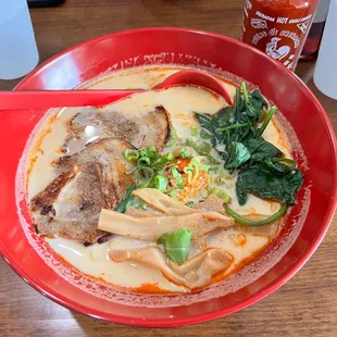 Spicy Tonkotsu ramen. It was better after I added Chili oil and sriracha.