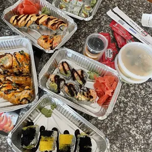 sashimi, sushi, sushi and sashimi, food