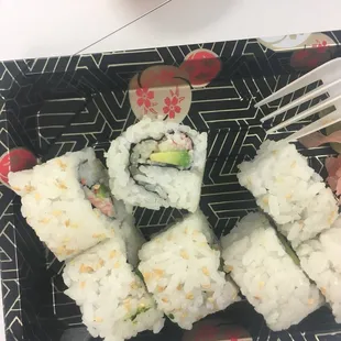 a plate of sushi
