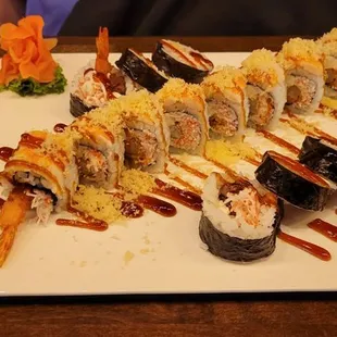 Surf and turf roll, shrimp tempura roll