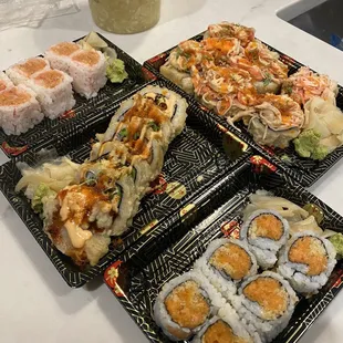 a variety of sushi on a table