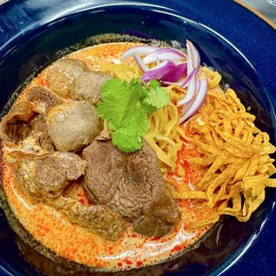 Khao Soi with Braised Beef and Beef balls , recommend