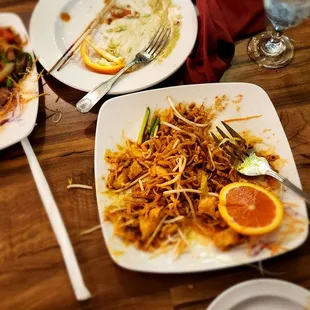 drunken noodles, pad thai, green curry, and chicken satay (all gone)