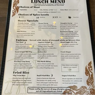 Lunch menu
