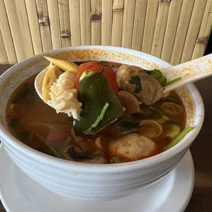 Tom yum soup (added calamari)