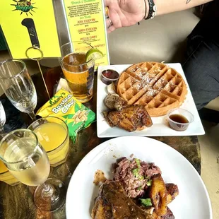 Jerk Chicken plate and Jerk Chicken n Waffles - okay