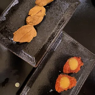Uni and Tobiko w/Quail Egg nigiris