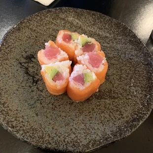 a plate of sushi
