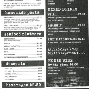 Updated menu back