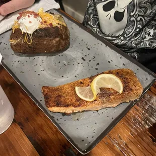 Salmon and baked potato