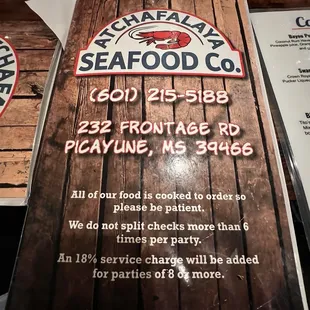 menu