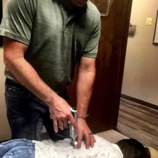 This small, hand-held instrument called the Activator Adjusting instrument may be used to treat you. It delivers a gentle impulse of force t