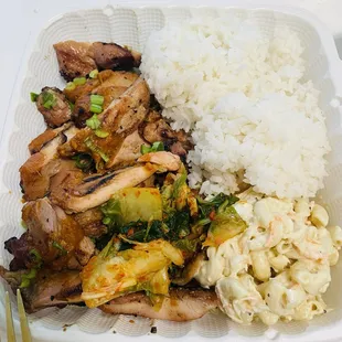 Husband's dish, I think teriyaki chicken